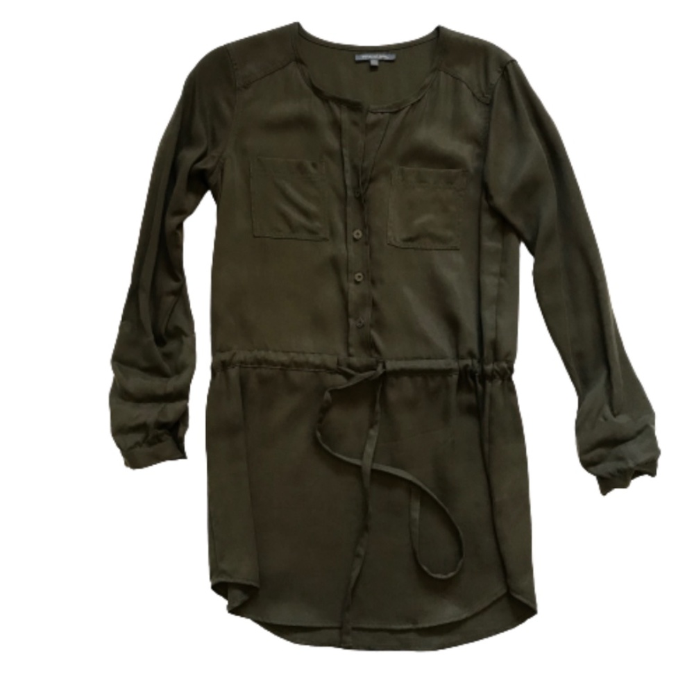 Michael Stars Shirt Dress XS Green Long Sleeve - Picture 5 of 13
